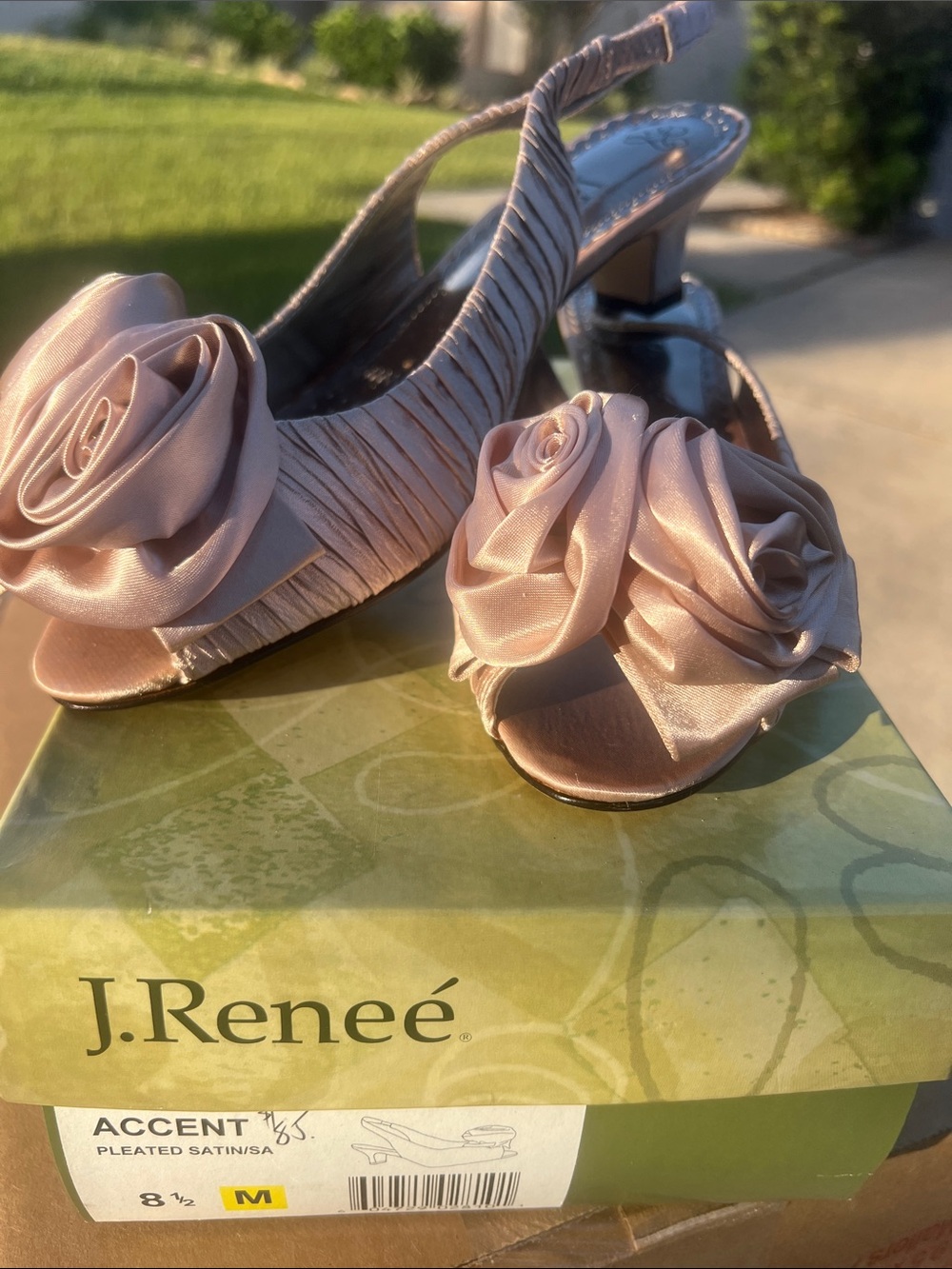 J.Renee Accent Pleated Slingback Heels - Dusty Rose